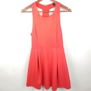 Lulu's Red Strappy Cut Out Pleated Halter Dress Lg